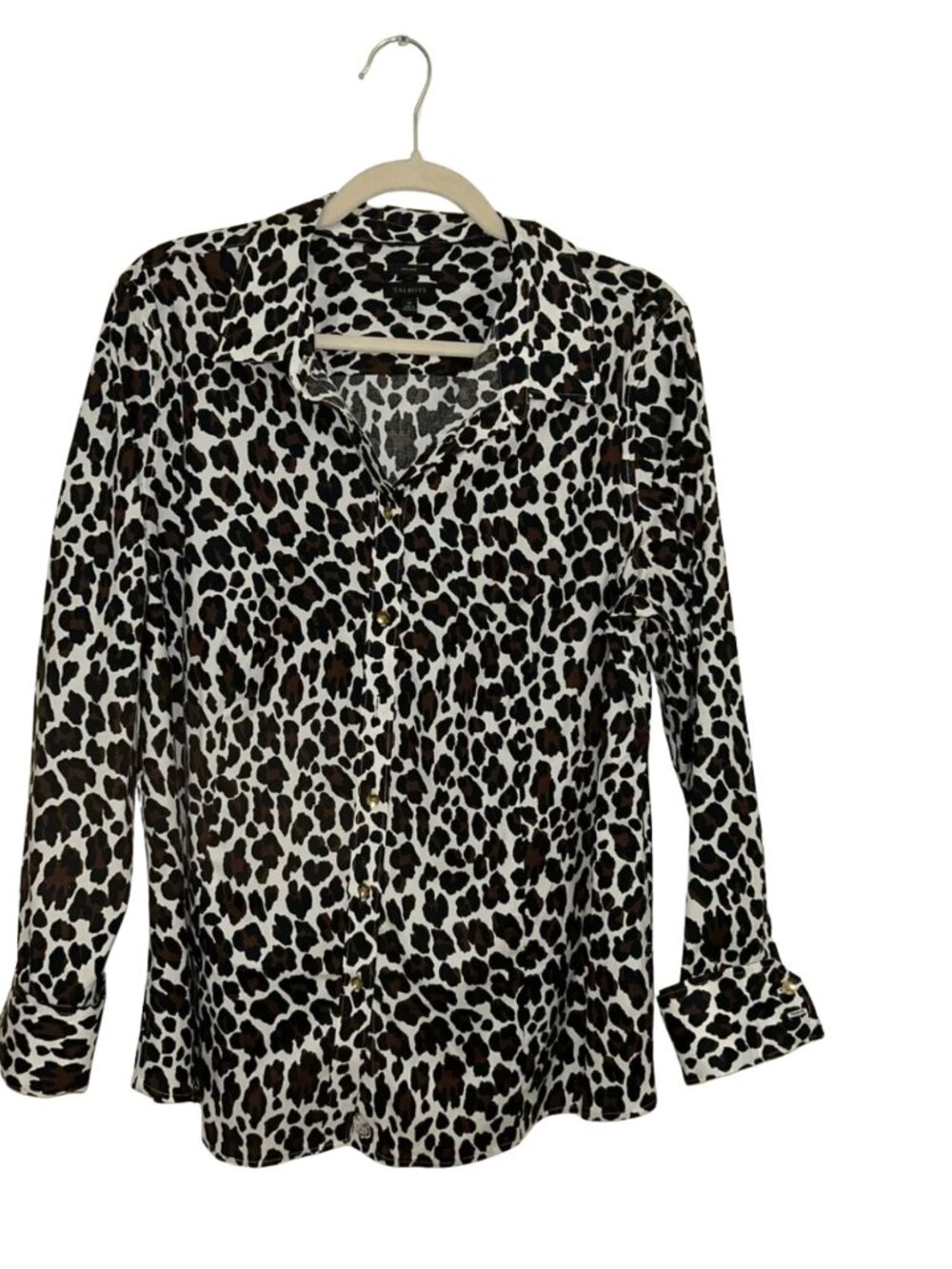 Talbots Leopard Print Button-Down Shirt in Brown and Black